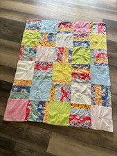1950s Cotton  Chenille Patchwork Quilt Crib or Throw Cotton 45 x 53"