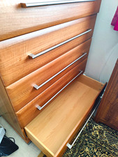 Brown Medium Wood 4 Drawer Chest of Drawers Bar Handles 50x90x110cm