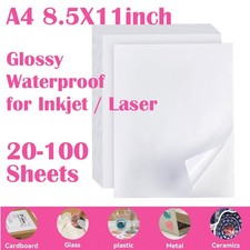 8.5x11 Printable Sticker Paper Glossy Waterproof self-adhesive Inkjet Laser Lot