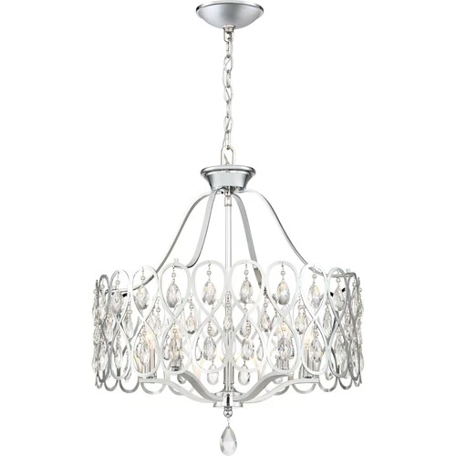 Quoizel LUL5022 Chrome Lulu 5-Light 22"W Crystal Drum Chandelier - Picture 2 of 5