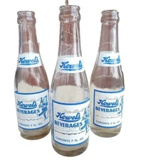 (3) Vintage Soda Pop Beverage Bottle  - ACL -  Howel's Beverages, Pittsburgh, PA