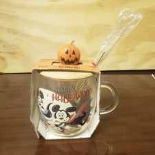 Disney Vampire Mickey & Witch Minnie Halloween Glass With Lid & Spoon - 17oz