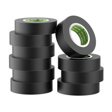 Black Electrical Tape 10 Rolls 4 mil Thick Waterproof, 3/4 in x 65.6ft, Indus...