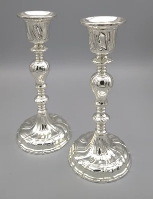 Versilberter Kerzenständer/Kerzenhalter 2St, handgefertigt, Art Deco, Germany - Bild 1 von 4