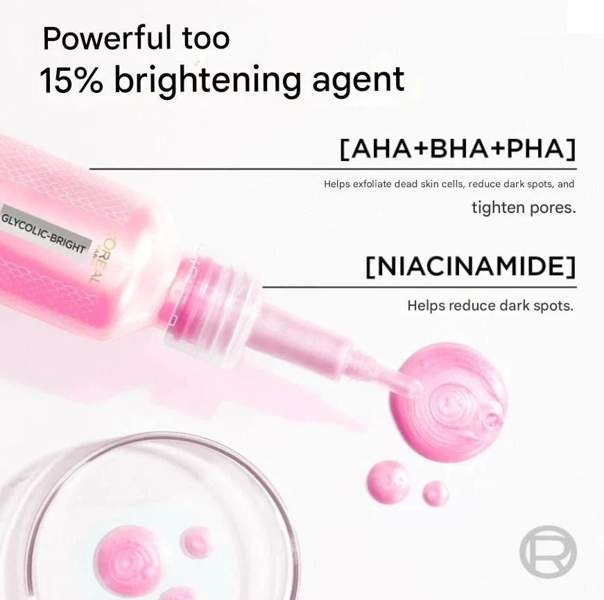 Exfoliante exfoliante antimanchas oscuras brillante glicólico L'Oreal Paris 25 ml. Piel iluminadora Foto 4 de 4