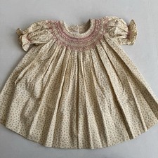 VTG Floral Bishop Smocked Dress With Short Puff Sleeves Girls 24 Months