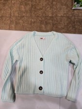 Girls Light Blue Knit Cardigan Sweater