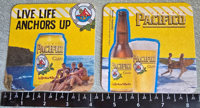 2 Coasters - Pacifico Clara Brewing Co Beer Coasters Mexico Live Life Anchors Up