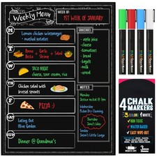 Refrigerator Menu Board, Dry Erase, 4 Liquid Chalk Markers, Black