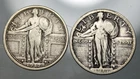 Pair of 1917 Type 1 & Type 2 Standing Liberty Quarters- Fine/VG !!
