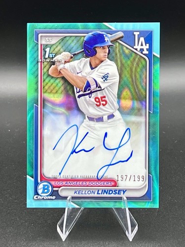 2024 Bowman Draft - Chrome Prospect Autographs Kellon Lindsey #CPA-KL Aqua Lava
