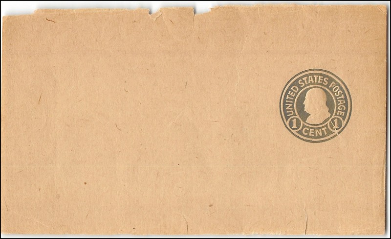 US #W425 Unused, broken die, scratch or crease left number '1', front only