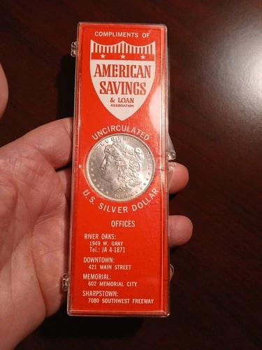 1889 Uncirculared BU Morgan Silver Dollar American Savings And Loan Holder (B)