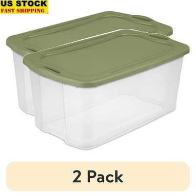 Extra Large Storage Bin 120Qt Clear Container 2 Pack W/ EZ Carry Handles New