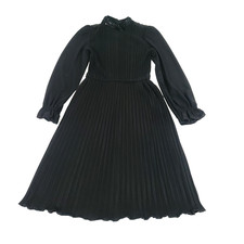 Vtg Pleated Sequin Dress Checkaberry 8 black evening classic high neck modest