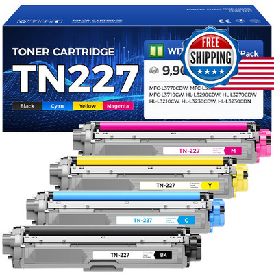 TN227 TN223 Toner Cartridge Set 4-Pack Compatible Brother MFC-L3770CDW HL-L3270C