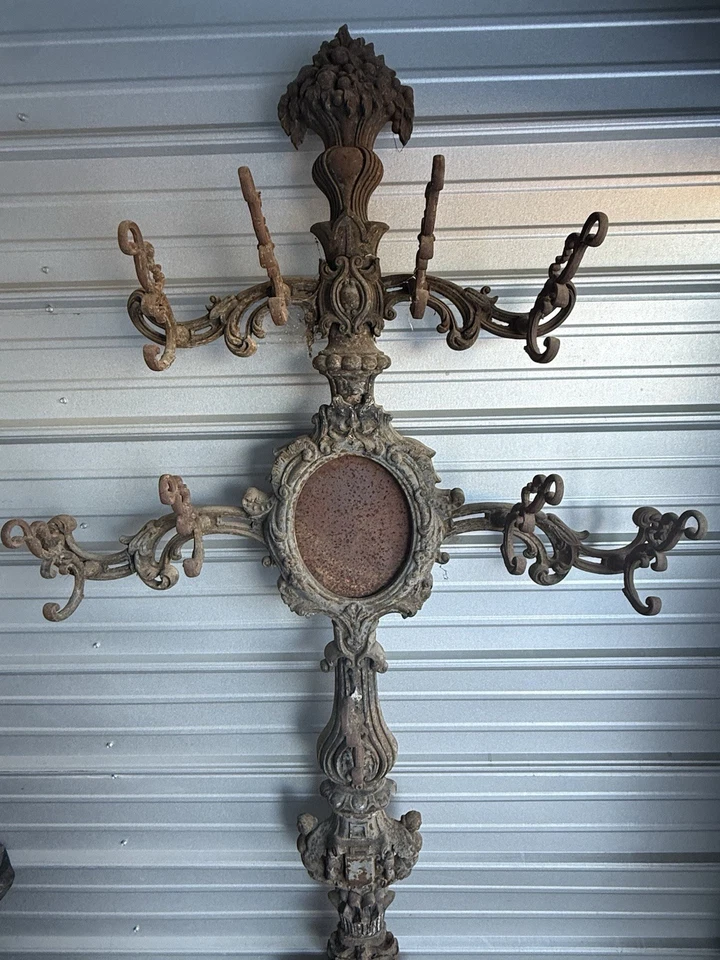 Викторианская чугунная прихожая — подставка для пальто и зонта — декоративное рококо 1800-х годов - Изображение 2 из 4