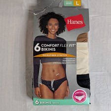 New Hanes Underwear Size L Comfort Flex Fit Bikinis Microfiber Stretch Panties