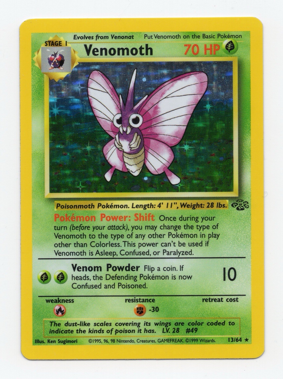 Pokémon TCG Venomoth Holo Rare 13/64 Jungle NM