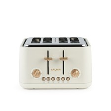 Salter Pebble 4 Slice Toaster Wide Slot 6 Browning Levels Removeable Tray Cream