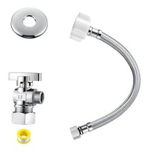 Pack Complete Toilet Valve Set, Includes/2 inch Nom Inlet x 3/8 Inch 9" Hose 1