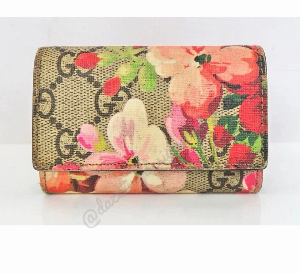 Auténtico estuche porta llaves GUCCI marrón GG PVC flores estampado floral Foto 2 de 4