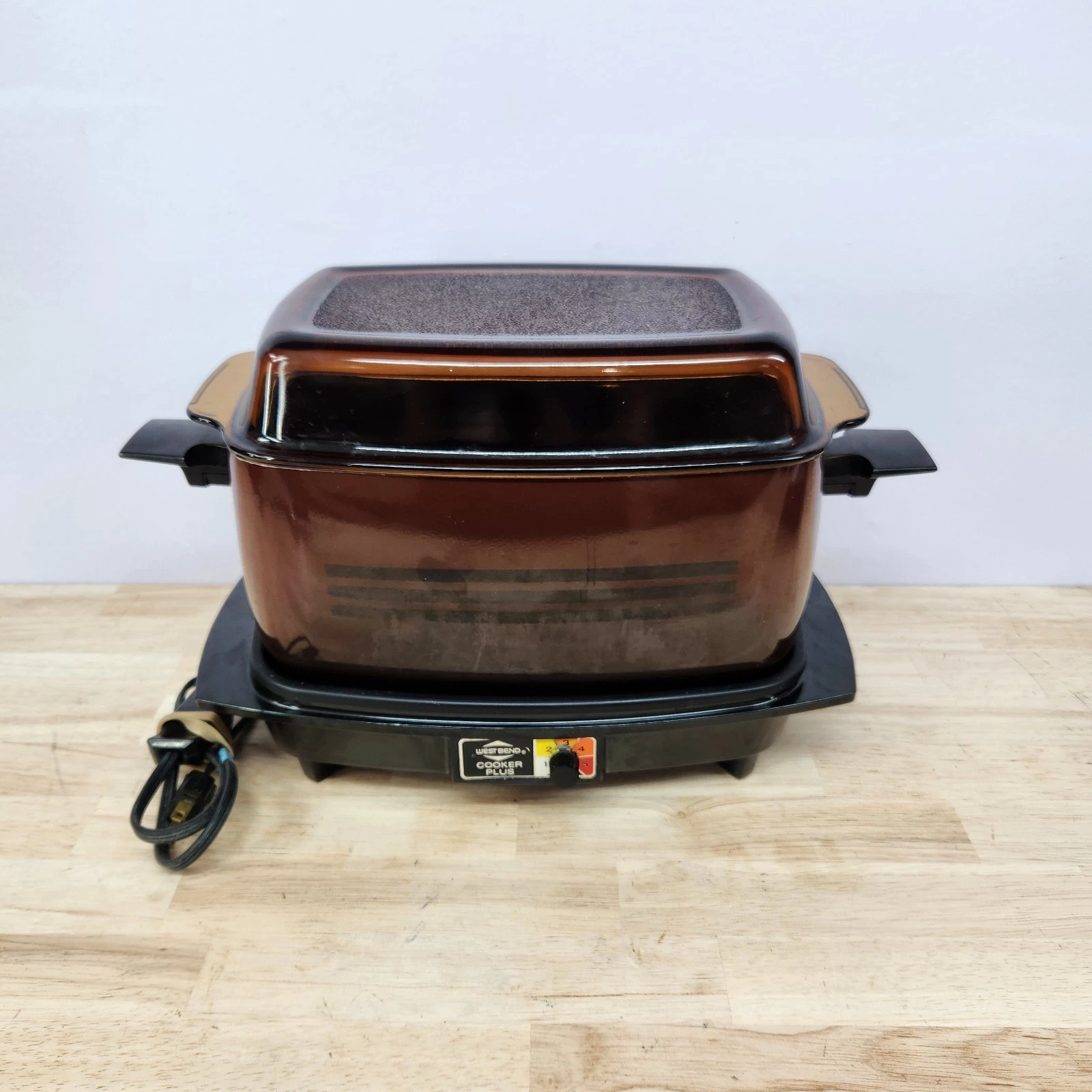 Vintage West Bend 5275 Cooker Plus 6Qt W/Casserole Cover Slow Cooker Tested