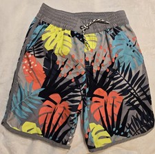 Boys Gymboree Multicolor Palm Leaf Swim Trunks Size Med 7-8