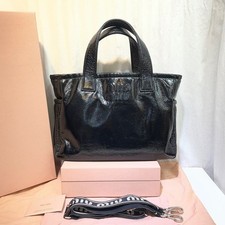Miu Miu Shiny Black Patent Tote and Shoulder Bag 5BG236 152831338