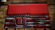 Snap-on Usa Sae 38 Drive Chrome Shallow Socket Set Vtg Snap-on Usa Sae 38 Drive Chrome Shallow Socket Set Vtg