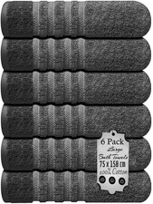 6 X Jumbo Bath Sheet Towels 100% Egyptian Cotton Large Bathroom Towel Set 500GSM