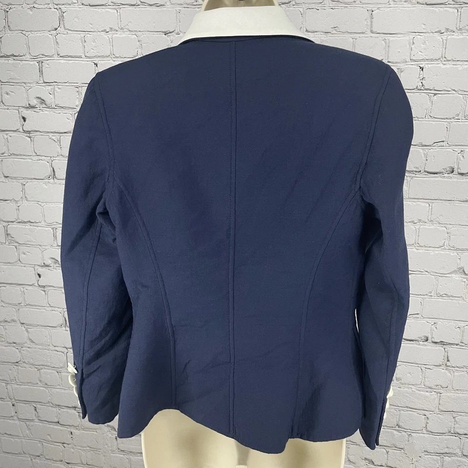 VTG Oscar De La Renta Navy 100% Wool 1 Button Blazer Unlined Italy Made Size 8 - Image 2 of 4