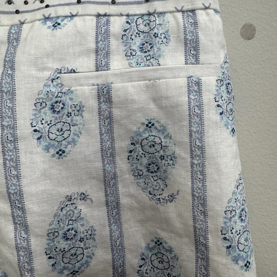 Шорты женские Victoria's Secret с заклепками на талии пейсли цветочный узор льняная смесь размер 6 - Изображение 3 из 4