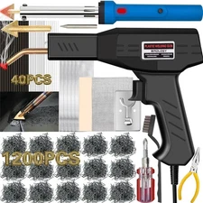 220W Plastic Welder Kit Bumper Repair 1200PCS Staples 40 Rods 5in1 Tips (Black)
