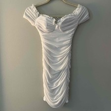 Windsor white ruched mini dress XS
