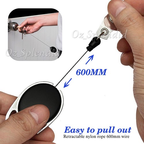 1-2 Set Retractable Id Badge Lanyard Opal Card Holder Business Security Pass Key - Picture 6 of 11