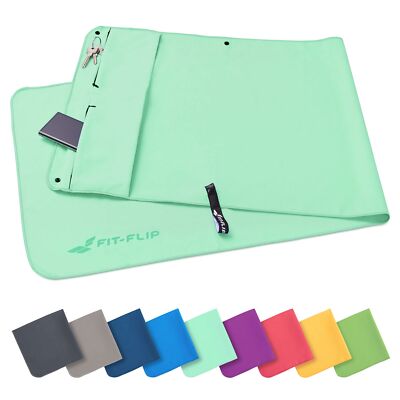 Fitness Handtuch aus Mikrofaser - mit Magnet und Reißverschluss Tasche - Fitn...
