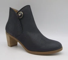 Lindsay Phillips Shelly Black Synthetic Ankle Boots Bootie Size 6 M Brown Sole