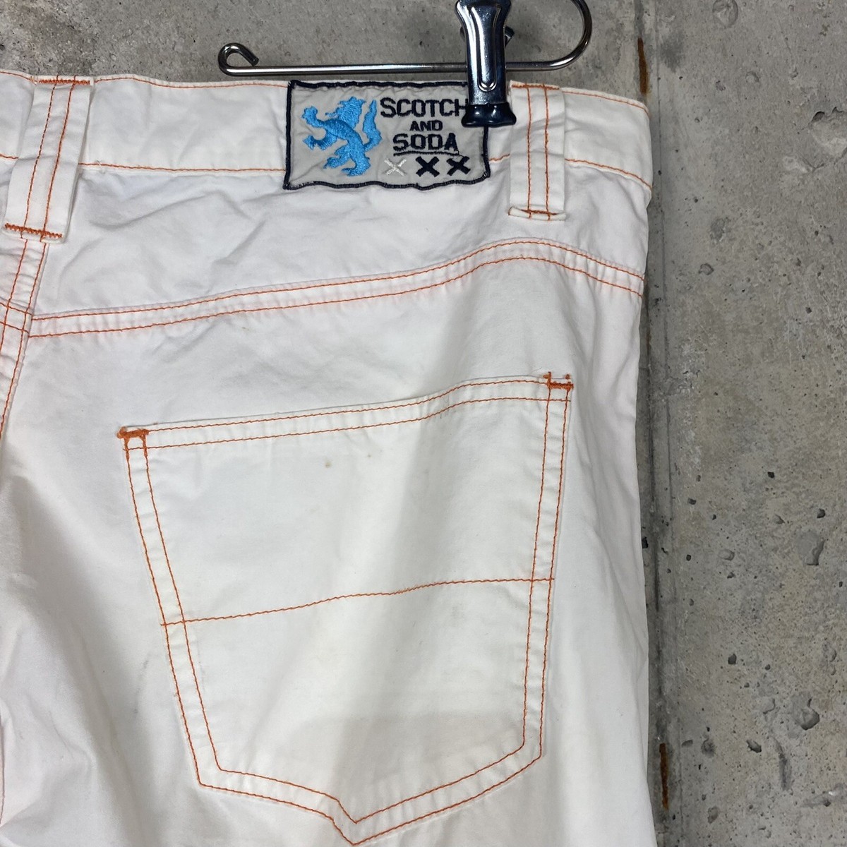 Scotch & Soda Y2k 2000s white straight leg mid rise pants orange 