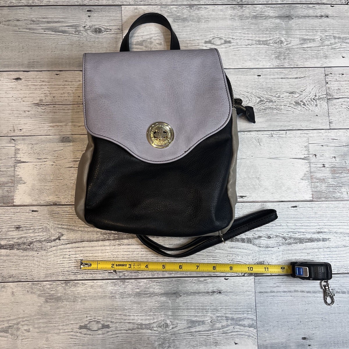 Coco + Carmen Mini Faux Leather Back Pack Purse Gray Black  display picture 2
