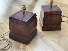 2/Pair Lombok Reclaimed Teak Antique Pilar Column Table/Desk Lamps Large