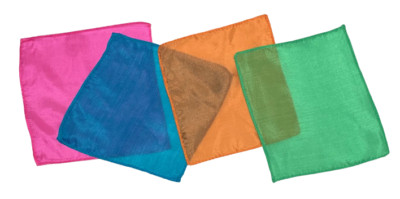 4 Set MAGICIANS 6'' SILKS Magic Trick Blue Pink Orange Green Perfect Thumb Tip
