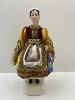 Evelt Porcelain Figure Doll Greek Traditional Outfit With Tags