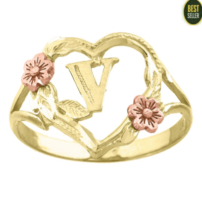 Rose Gold K Initial Ring Gold Ginette NY Initial K Disc Ring In
