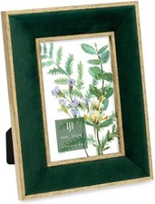 Isaac Jacobs Velvet Picture Frame with Metallic Double Border, Photo Frame