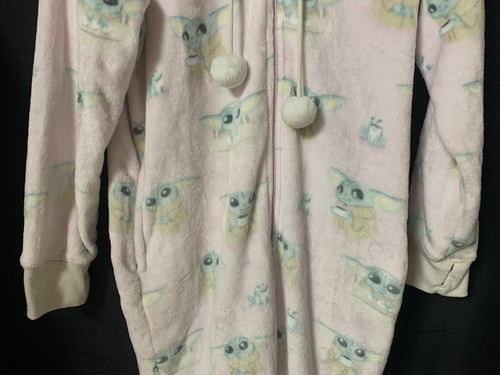 Munki Munki Star Wars Baby Yoda Grogu Plush One-Piece Hooded Pajama Large NWOT - Picture 5 of 12