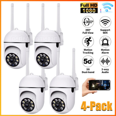 4-Pack Wireless 5G WiFi Security Camera System Smart Outdoor Night ...