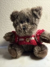 Teddy Bear Plush Stuffed Toy Red Sweater Tan Brown Hugfun International 6”