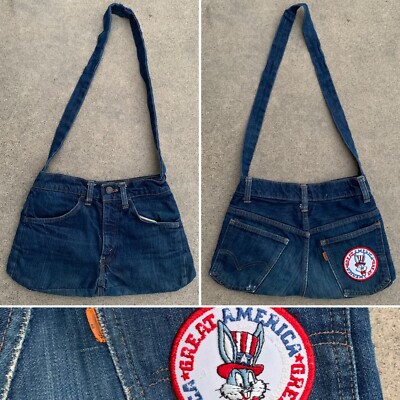 vintage Levi s jeans orange tab denim purse Great America patch on pocket 1970s