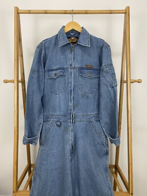 RARE VTG Harley-Davidson Denim Biker Work Coveralls Embroidered